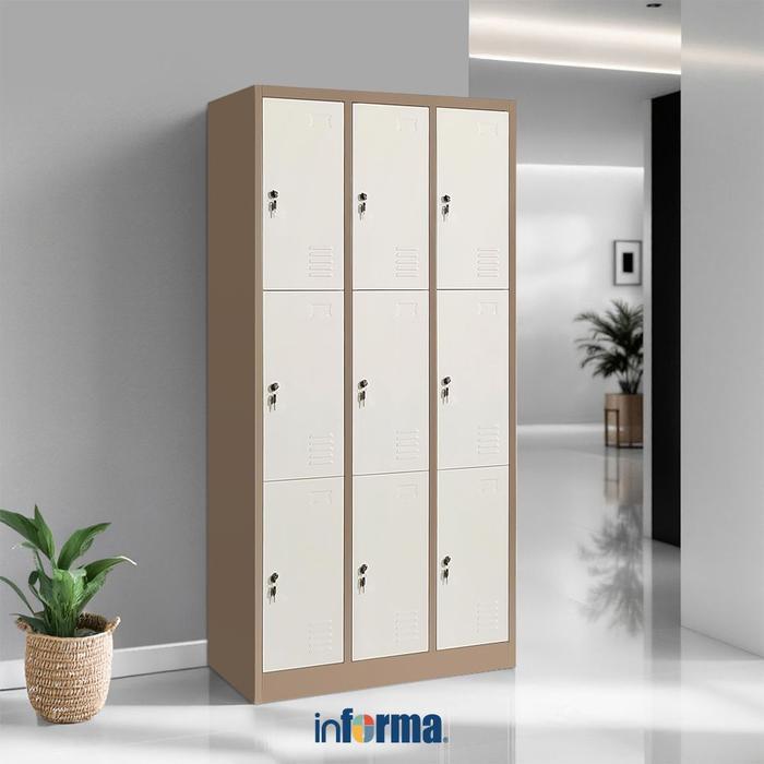 ` Informa Kiev Loker Besi Multi 9 Pintu - Cokelat Muda Penyimpanan Barang Tempat Penitipan Lemari