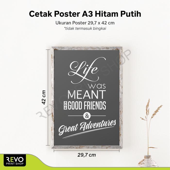 Cetak Poster A3 Hitam-putih