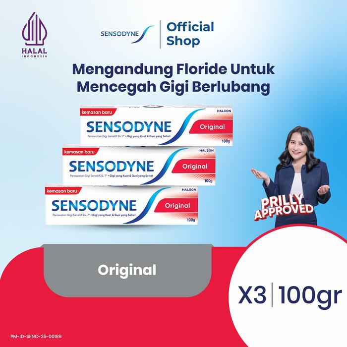 Sensodyne Toothpaste Pasta Gigi Sensitif Essensial Care Original 3x100gr - TRIPLEPACK
