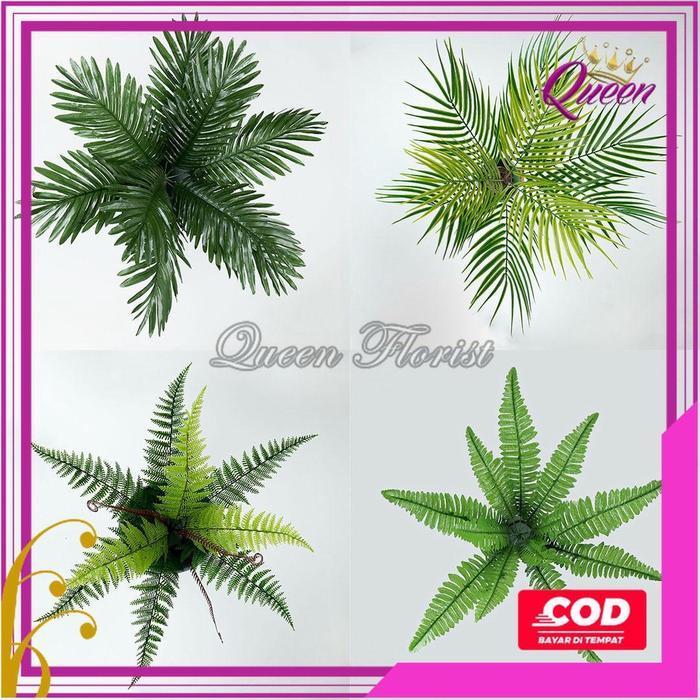 Daun Pakis Boston Gelombang Palem Duri Aa Artificial Cabang 9 Tanaman Tancap Daun Hias Palsu Plastik