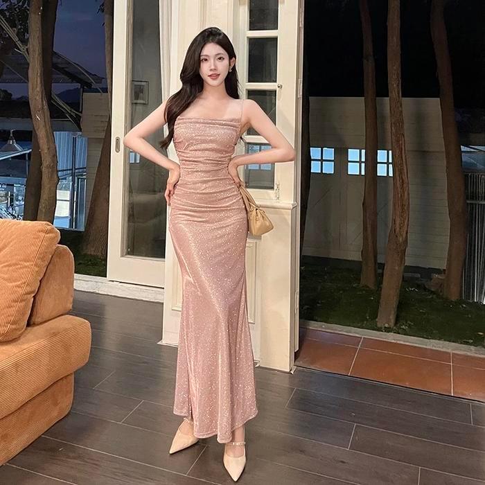 DresQuu- 25018 Midi Dress Merah Maroon Wanita Kekinian Terbaru 2025 Inner Dress Pesta Mewah