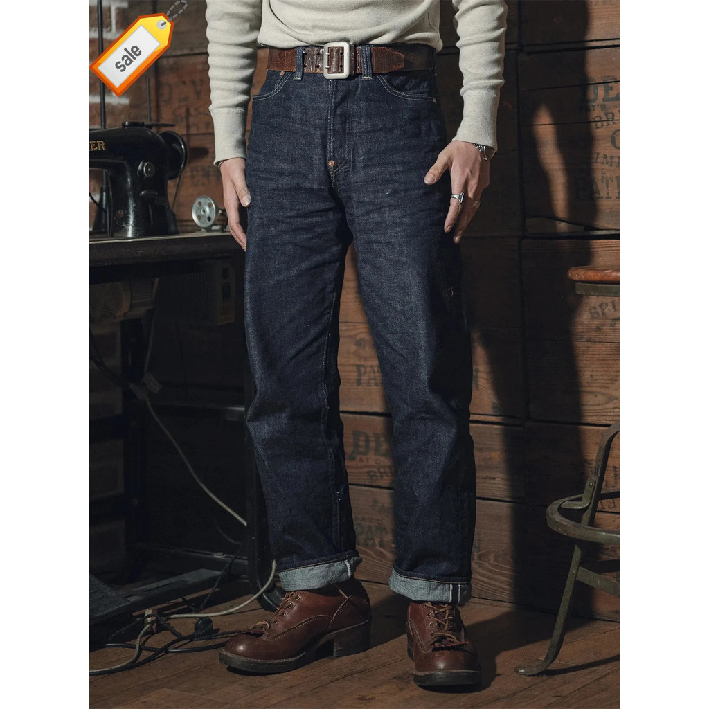 37801XX Rugged Bronson Buckle-Back Jeans 13oz Raw Selvedge Denim Pants Wide Straight Leg 37501XX
