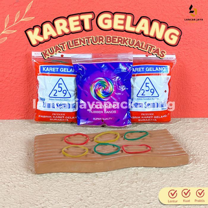 Karet Gelang Pentil Elastis Lubang Kecil Besar ACA 100 Gram Kualitas Super