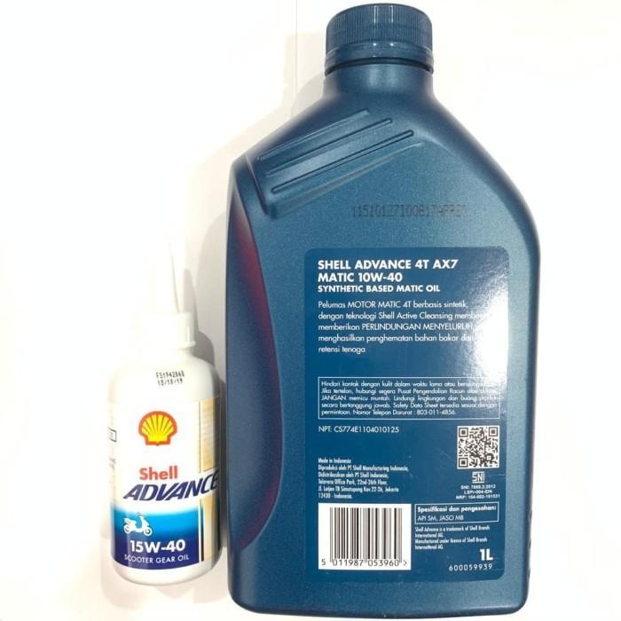 PAKET OLI SHELL AX7 MATIC 1 LITER DAN 1 GARDAN 100% ORIGINAL SHELL
