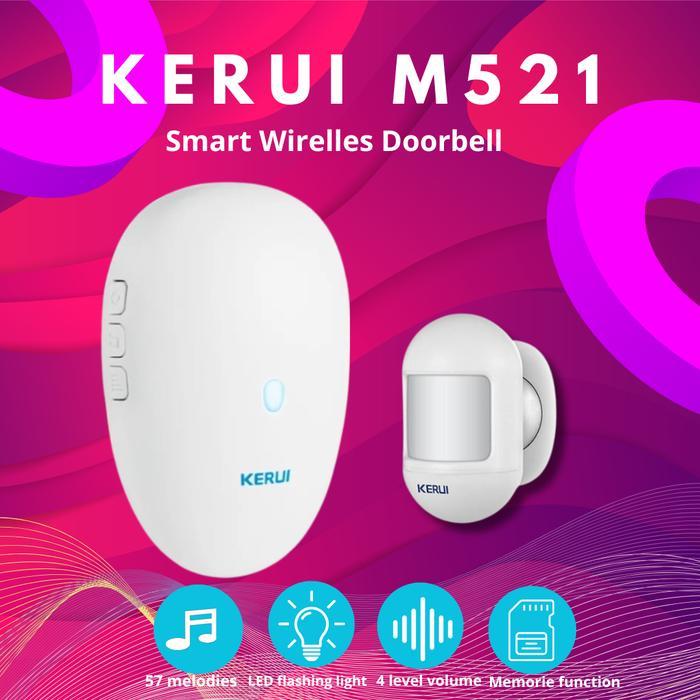 Kerui Bel Sensor Gerak Wireless M521 Bel Rumah Sensor Gerak Mini P831