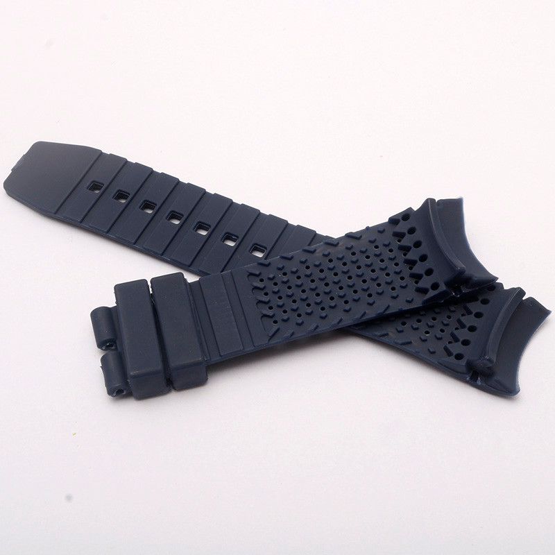 22mm Curved End Rubber Silicone Watch Strap For Tag Heuer Carrera Pilot/Autavia Pilot Series Black