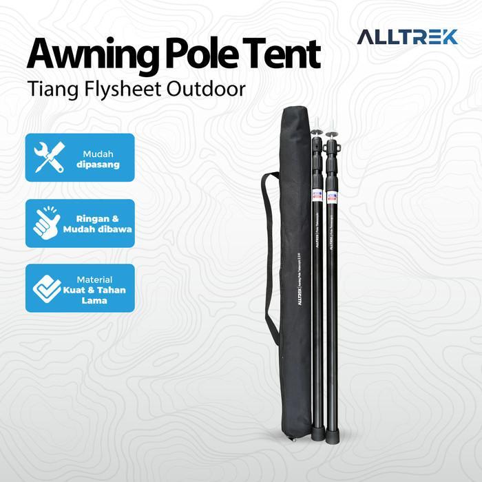 Eiger - ALLTREK Tiang Awning Pole Tent Telescopic 2.3M Alumunium Hitam 25mm Mudah Dipasang Ringan