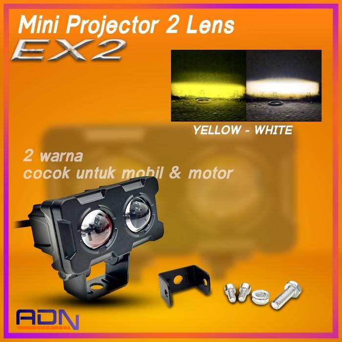 Ada Stok EX2 Demon LED Mini Projie 2 Mata Mini Laser Projie 2 Lens Sql Lampu