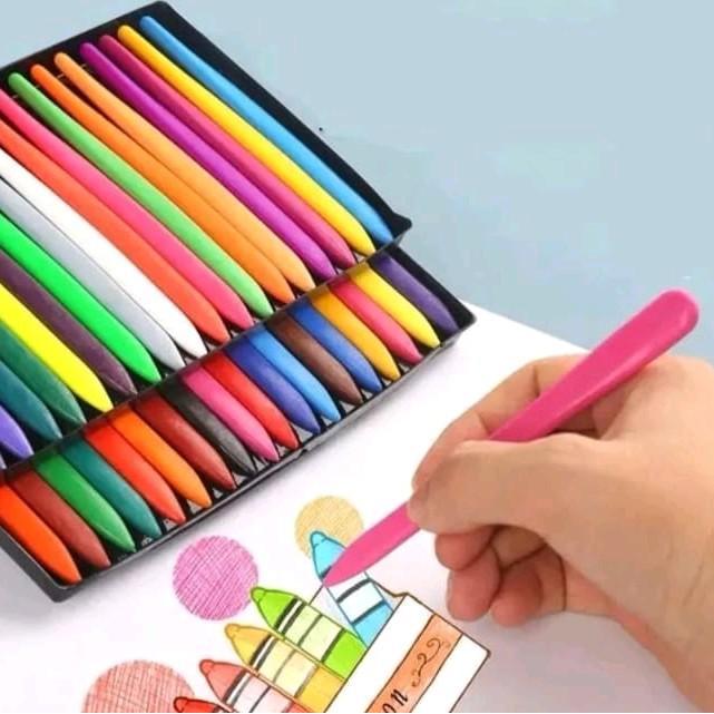 Crayon Anti Kotor Tidak Mudah Patah Isi 24 Dan 36 Pcs / Crayon Anak Triangle Non Toxic Waterproof