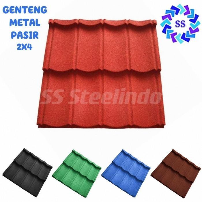 "New" ATAP BAJA RINGAN GENTENG METAL PASIR 2X4 HITAM MERAH HIJAU BIRU COKLAT