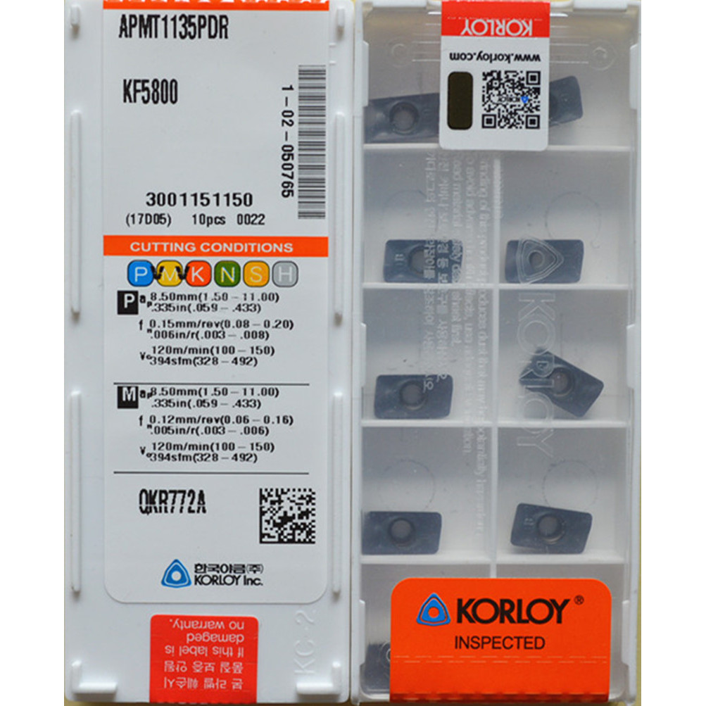 APMT1135PDR APMT1604PDR KF5800 KF5900 KF2500 100% original KORLOY Carbide insert Processing: