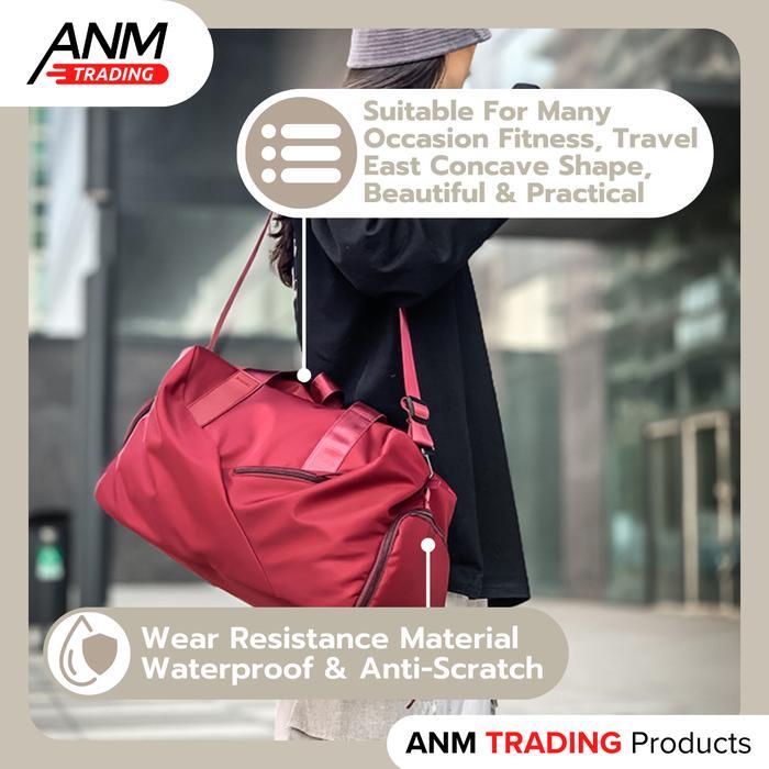 Tas Travel / Gym / Sport Bag Wanita Unisex Premium Polyester Korea Duffel/Weekender Bag Hitam Pria