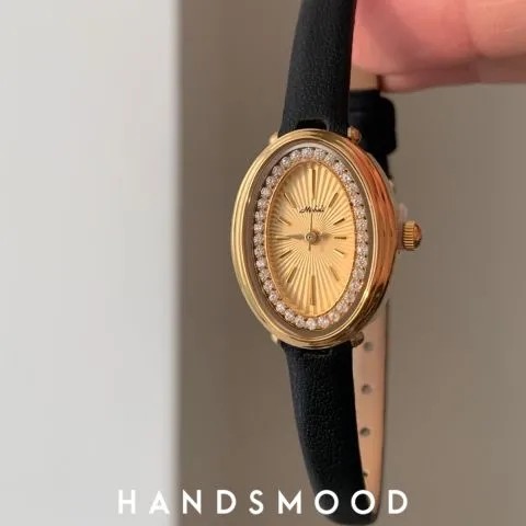 Oval Diamond Watch, Personalized, Exquisite, Fashionable, Genuine Leather Women's Watch, Niche
