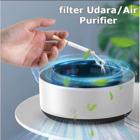 Asbak Otomatis dengan Filter Udara Penjernih Asap Rokok, Warna Putih