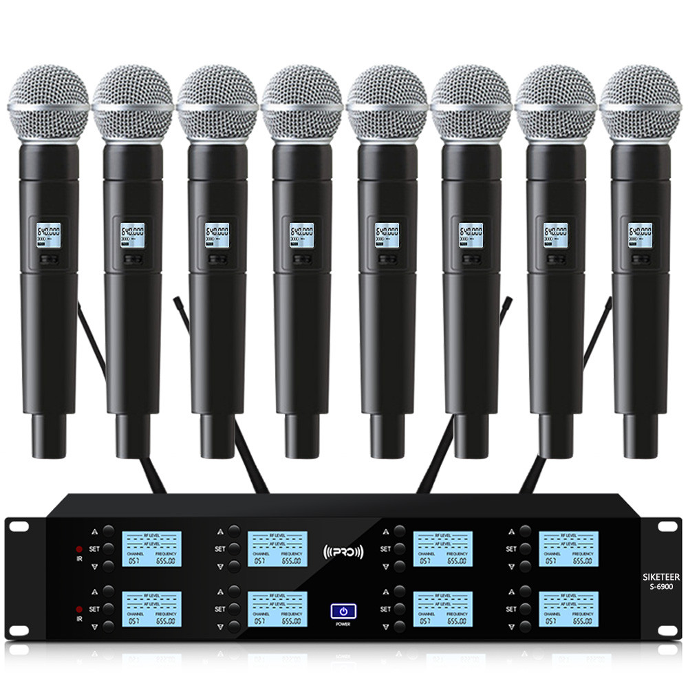 . Professional Wireless Microphone System 8-Channel Conference -