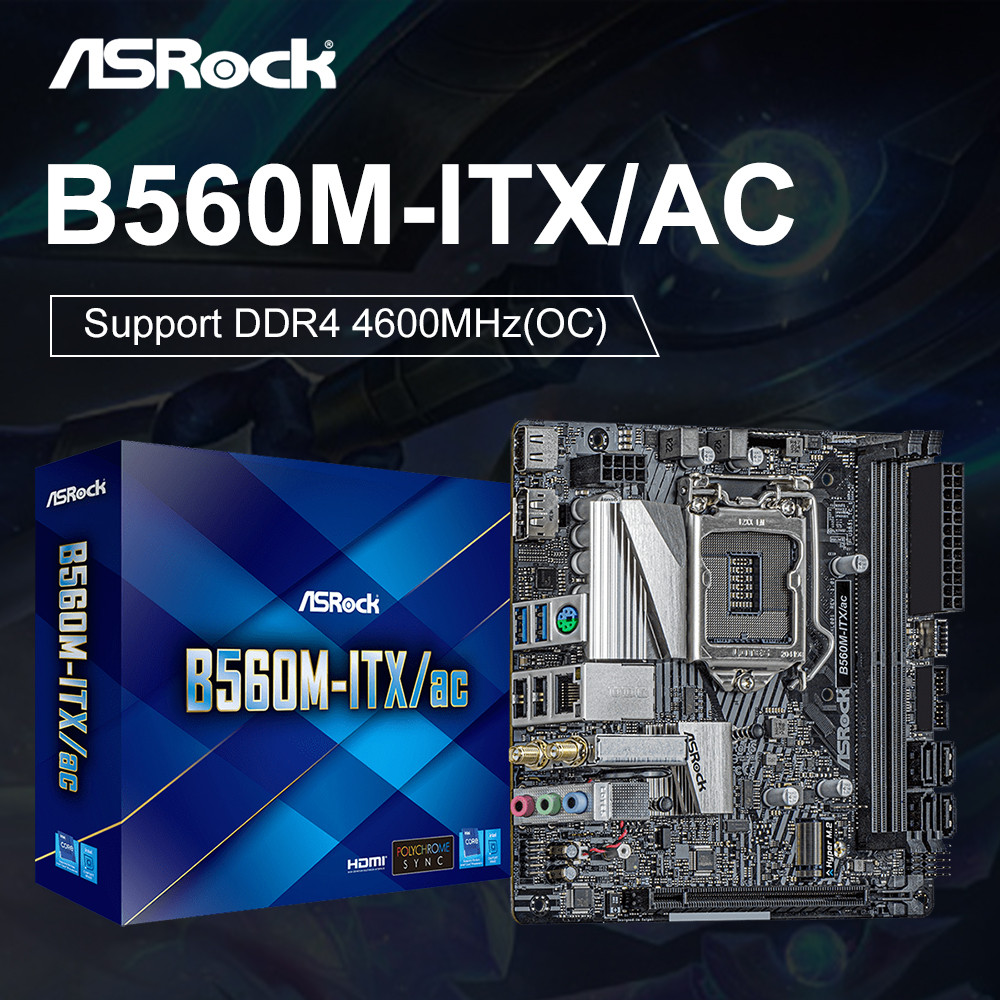 . Asrock B560M-Itx/Ac Motherboard Support 10/11Th-Gen Intel Cpu -
