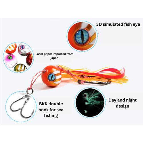 Fishing Kabura Tenya Inchiku Metal Jig Luminous Shrimp Rubber Skirt Double Hook Pink 481