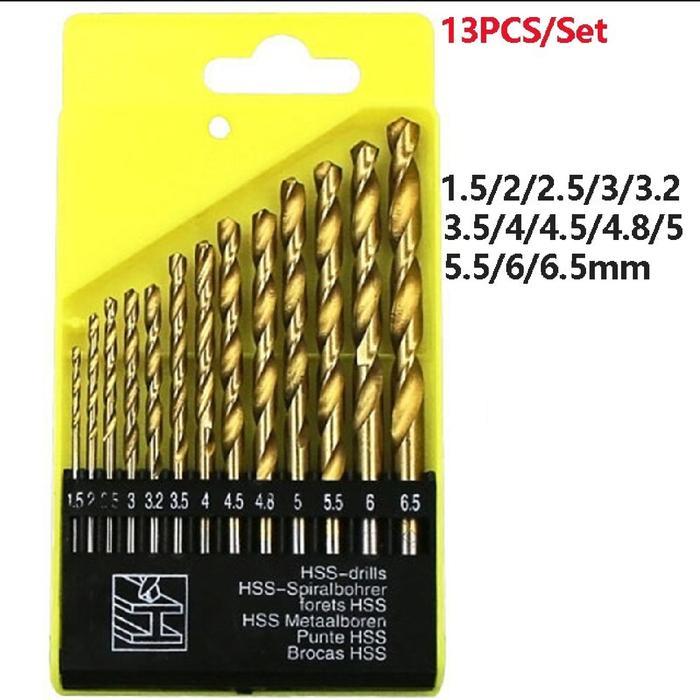 13 Buah Mata Bor Besi Baja 1 Set PROMO Mata Bor Besi Set 1.5mm-6.5mm 13 Pcs Seperti High Quality