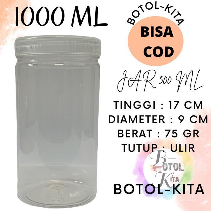 Toples Tabung 1000ml / Toples Plastik 1000ml / Toples Kue Kering 1000ml