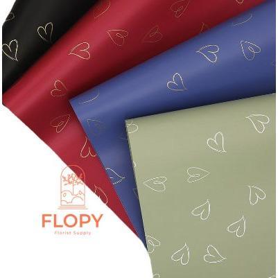 Flopy Cellophane Flower Wrap Motif Love Fwlv Kertas Buket 5 Lembar Waterproof 58X58Cm Bahan