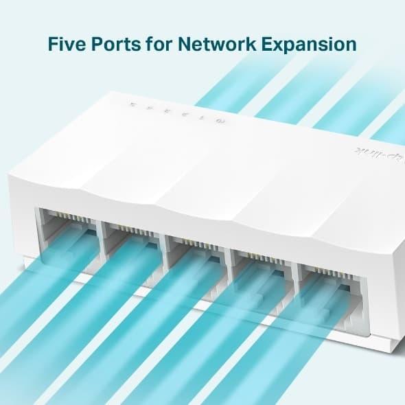 Switch Hub Tp Link 5 Port Ls1005 10/100Mbps Desktop Switch Hub (Pembagi Jaringan Kabel Lan) Plastic