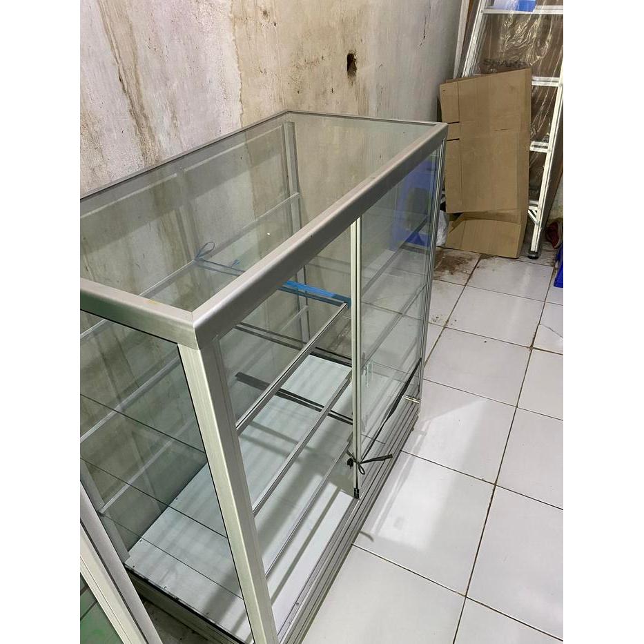 Etalase Kaca Aluminium Ukuran 1 Meter 1,2 Meter 1,5 Meter