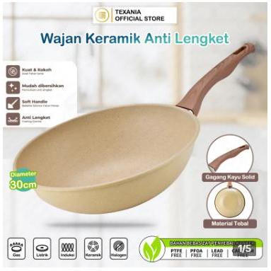 [VIRAL] Wajan Keramik 30cm Wajan Anti Lengket Warna Cream Kitchenware