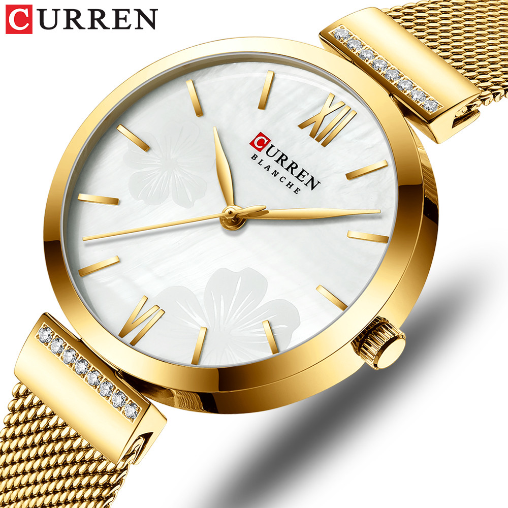 CURREN Fashion Watch for Women Luxury Quartz Gold Elegant Bracelet Wristwatch Female Clock Ladies