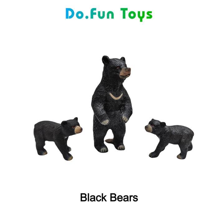 Black Bear Set Animal Figure / Mainan Miniatur Binatang Beruang Hitam Set