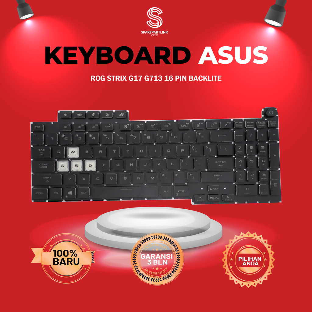 Keyboard Asus Rog Strix g17 g713 16 Pin Backlite