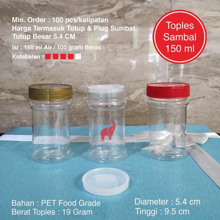 Toples Plastik 150 ml - Botol Sambal - Toples Bumbu 100 gram