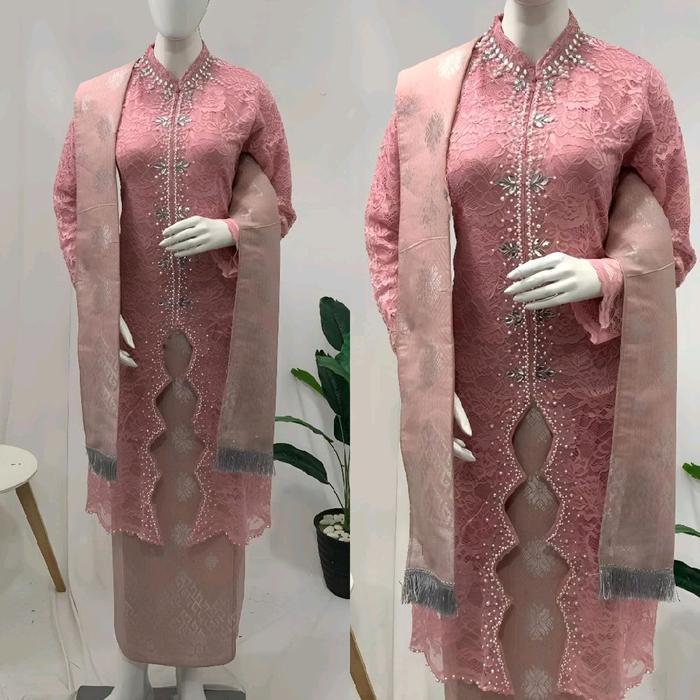 sar COD viral/ Setelan Kebaya Ibu Hajat FREE HIJAB/Kebaya Long Tunik Plus selendang Songket /Kebaya