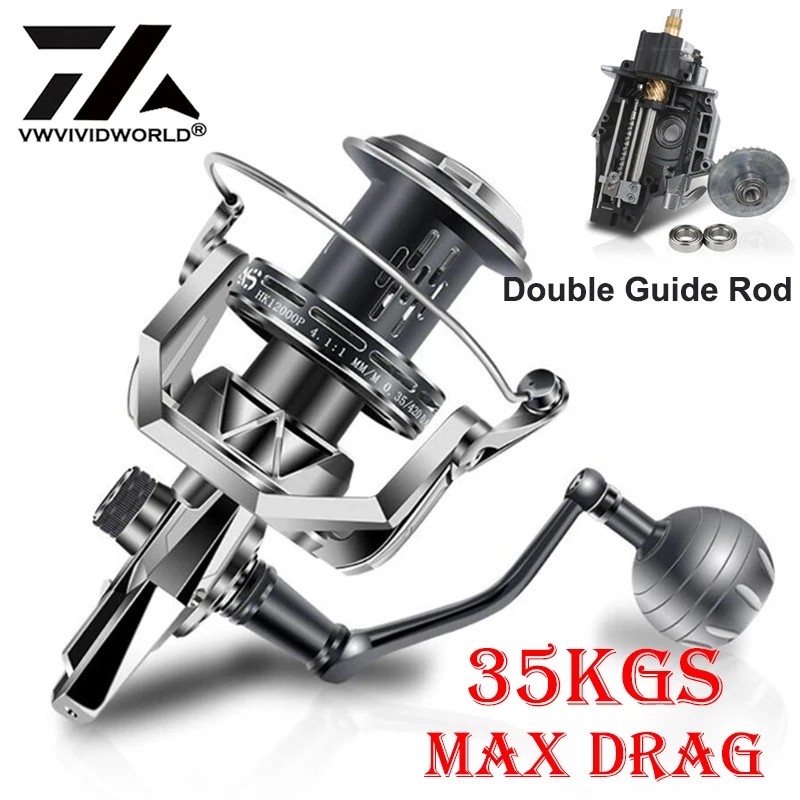 VWVIVIDWORLD,8000-12000,35KG Drag,Saltwater Fishing Reel,Alloy Spool,Steel Bearing,Alloy Gear,Metal