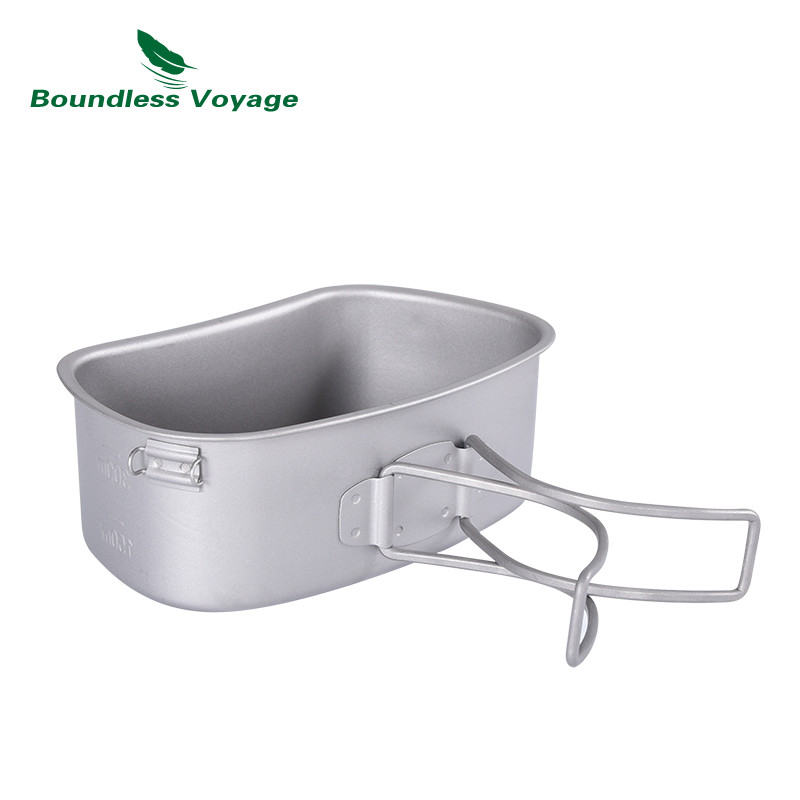 . Boundless Voyage Titanium Military Canteen Bottle Cooking Set Outdoor -