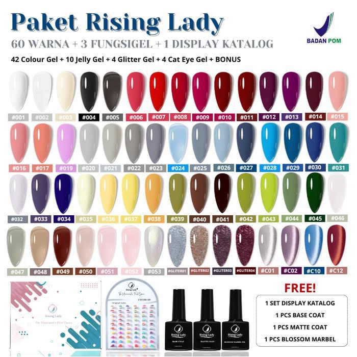 DISKON BPOM PAKET RISING LADY KUTEK GEL UV 60 WARNA 7.3ML GEL/JELLY NAIL/CATEYE