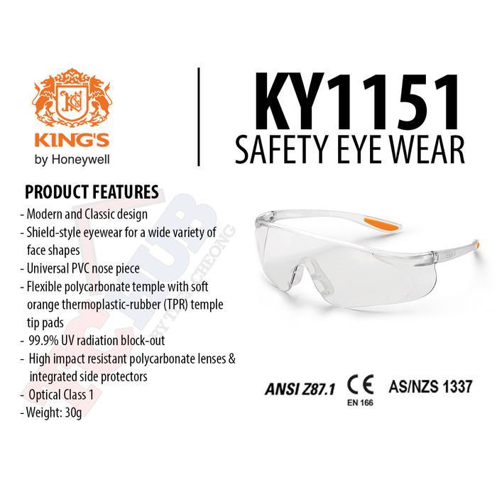 kacamata king's ky 1151 / kacamata safety king ky1151 clear original