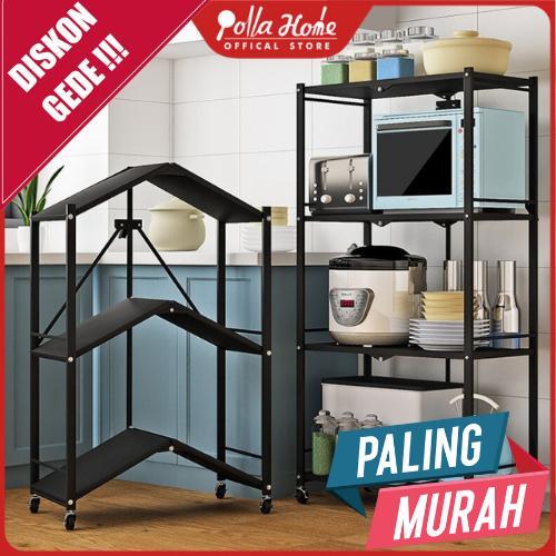 Ollahom Rak Dapur Lipat Portable Rak Penyimpanan Lipat Serbaguna Rak Dapur Portable