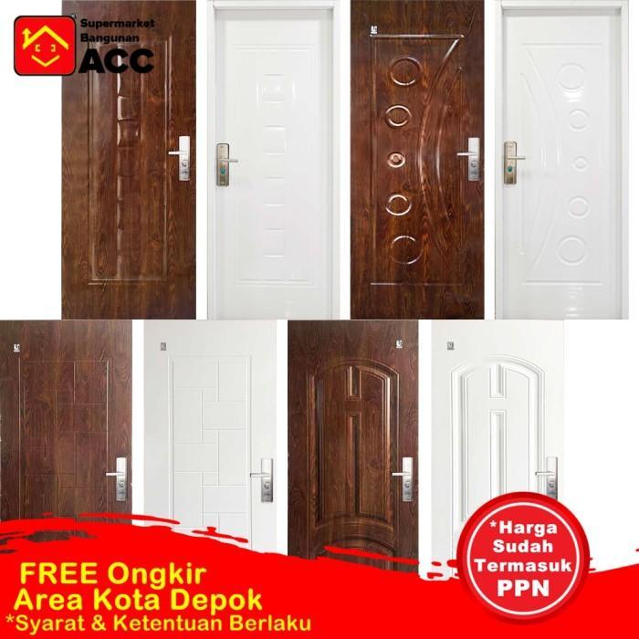 Pintu Baja Fortress Urban 80cmx210cmx4cm Pintu Baja Motif Kayu Pintu Besi Motif Kayu