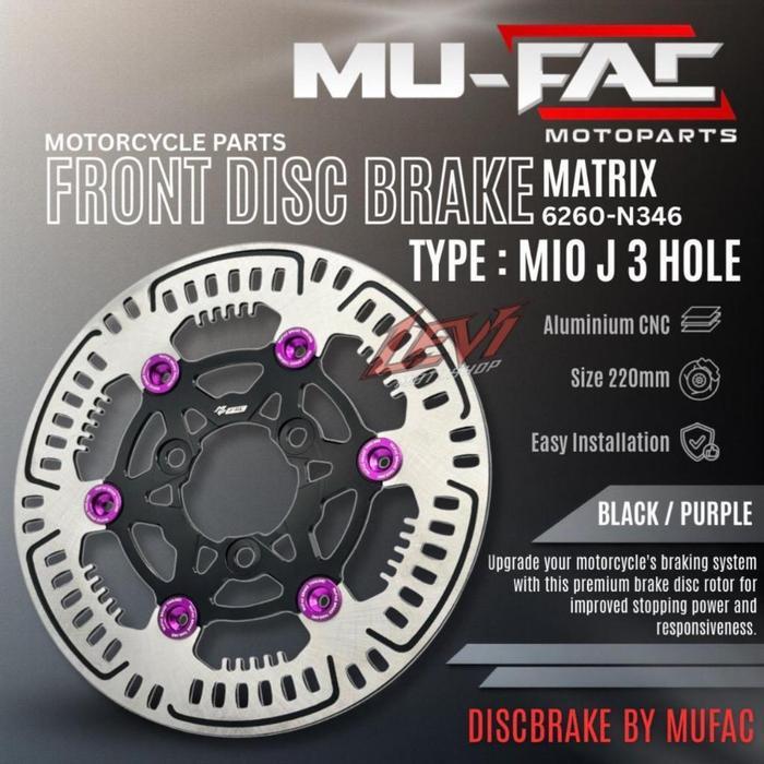 Piringan Disc Cakram Depan Mufac 220Mm Universal Motor Mio J Mio M3 / Motor Piringan Cakram 3 Lubang
