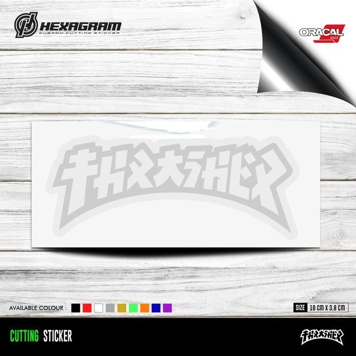 Cutting Sticker Thrasher Kanji Text Japan Outline Redy Stok