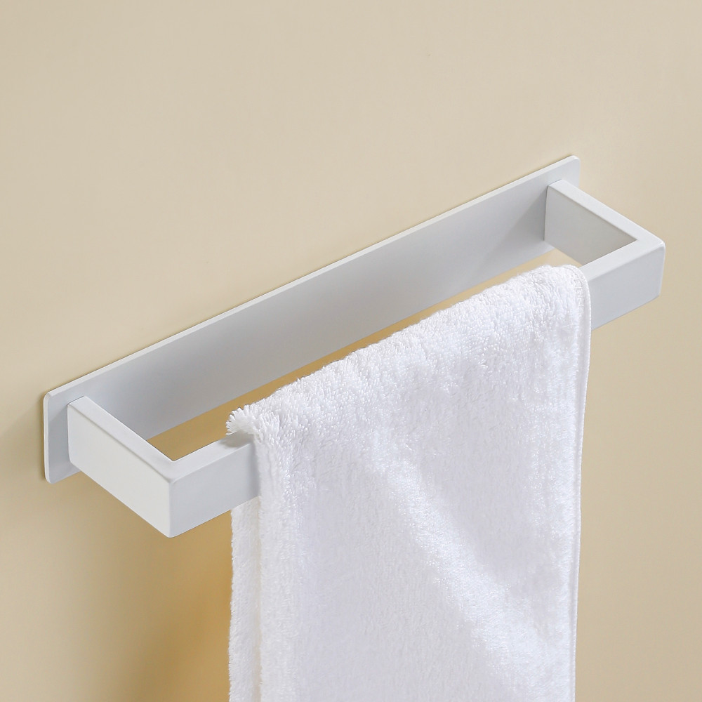 Self-Adhesive Bathroom Towel Rack Stainless Steel White Kitchen Hand Towel Hanger Wall Bath Towel