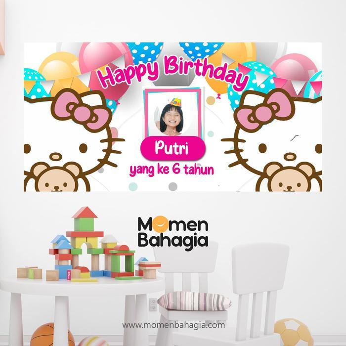 Backdrop / Banner Ulang Tahun Hello Kitty Premium Bagus Murah