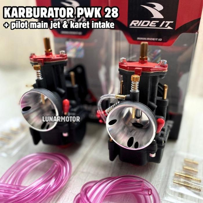 KARBU PWK 28 RIDE IT BONUS PILOT MAIN JET DAN KARET INTAKE KARBURATOR PWK 28 UNIVERSAL