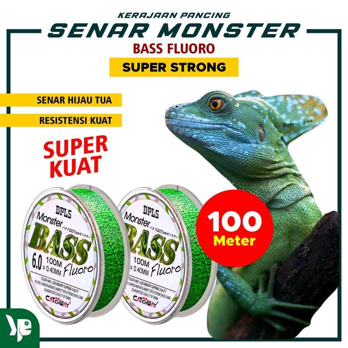 KERAJAAN PANCING - SENAR PANCING BASS FLUOROCARBON 100M WARNA HIJAU TUA NILONANTI KERITING SUPER