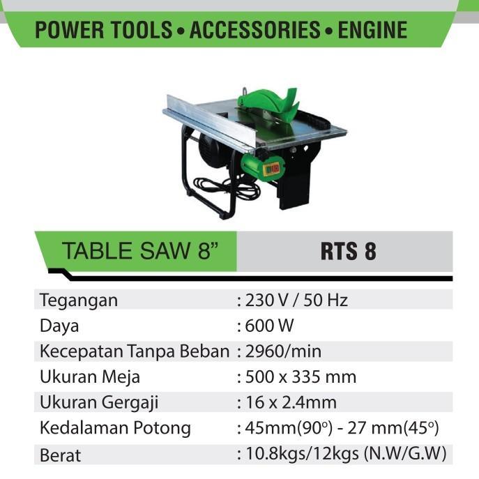 RYU TABLE SAW 8 INCH RTS 8 - MESIN GERGAJI MEJA POTONG KAYU 8 INCH
