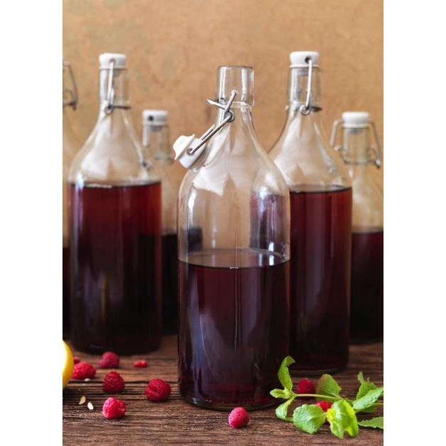 BOTOL KACA BENING TEMPAT AIR MINUM DENGAN PENUTUP BOTOL 1LTR