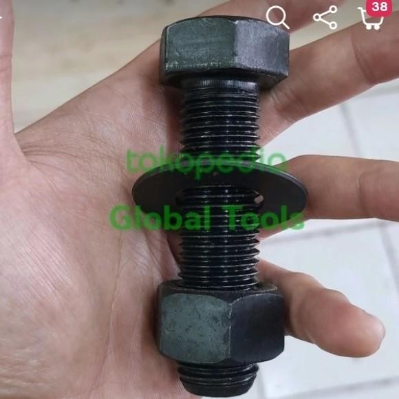 Baut+mur baja m16x60 full drat kunci 24