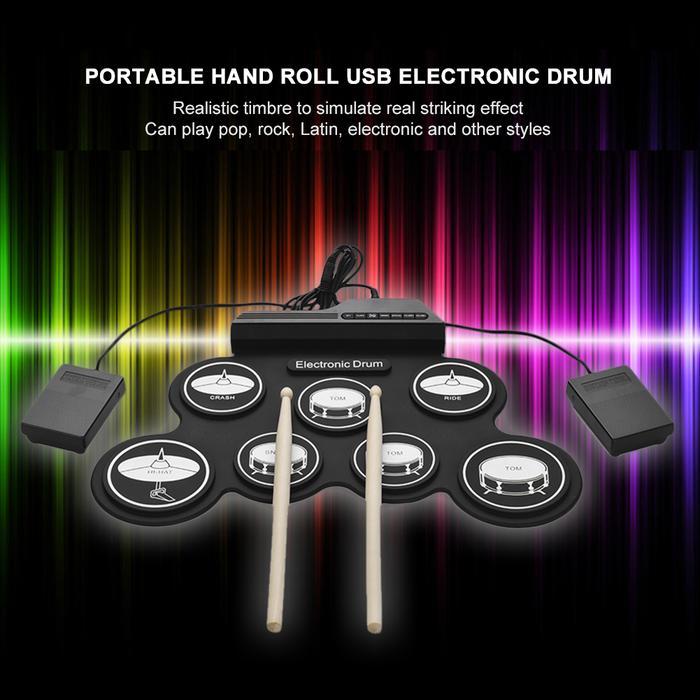 Drum Elektrik Electronic Digital Drum Kit 7 Pads Folding USB Power