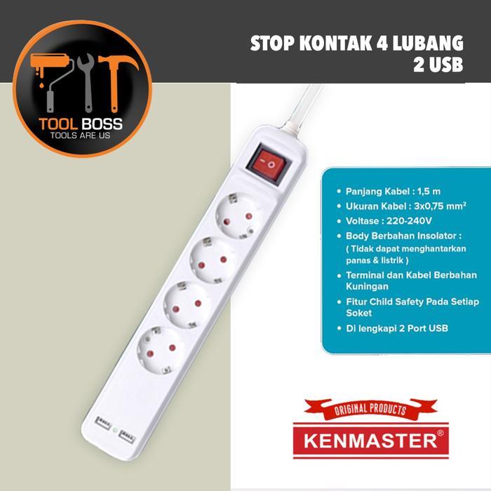 KENMASTER STOP KONTAK 4 LUBANG KENMASTER USB N304