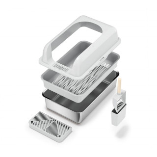 MSP Double Layer Filter Stainless Steel Cat Litter Box, Easy Clean & High Side, Anti-Scatter & Odor